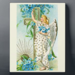 Lovely Forget Me Not Angel  Fotoplaat<br><div class="desc">vintage painting with a beautiful christian angel in a white dress.</div>