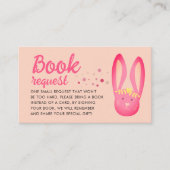 Lovely Fun Pink Bunny Book Request 1st Bday Party Informatiekaartje (Voorkant)
