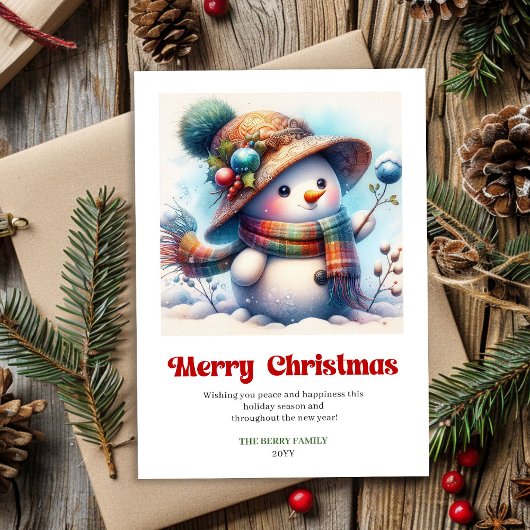 Lovely funny snowman classic Christmas greeting Feestdagenkaart