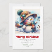 Lovely funny snowman classic Christmas greeting Feestdagenkaart (Voorkant)
