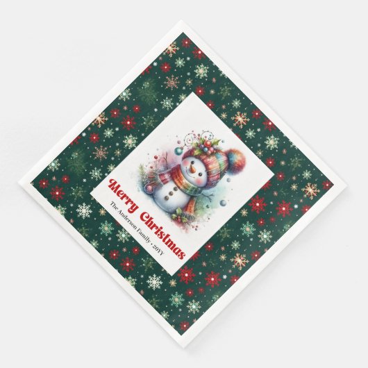 Lovely funny snowman with snowflakes kids napkins servet (Hoek)
