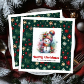 Lovely funny snowman with snowflakes kids napkins servet