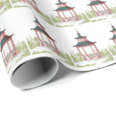 Lovely Garden Pagoda Gazebo Landschap Pink Green Cadeaupapier (Rol Hoek)