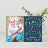 Lovely Garlands kerstfotokaart - marine Feestdagenkaart (Staand voorkant)