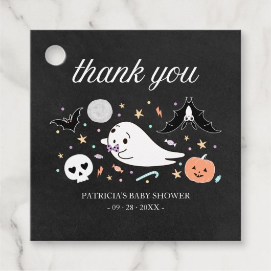 Lovely Ghost Halloween Baby shower Bedankt Bedankjes Labels (Voorkant)