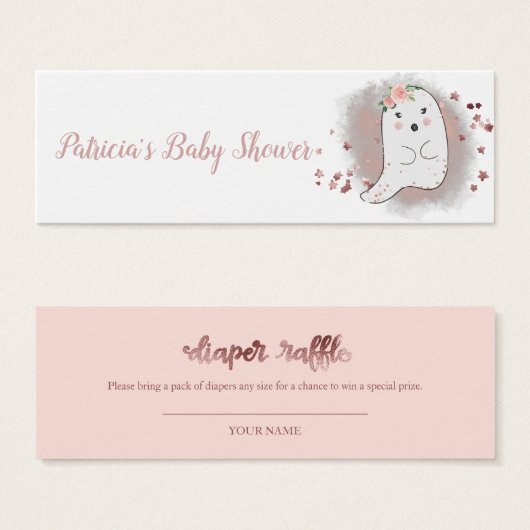 Lovely Ghost Halloween Baby shower Diaper Raffle Mini Visitekaartjes (Voorkant /achterkant)