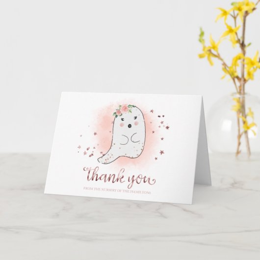 Lovely Ghost Halloween Baby shower - Hartelijk dan Kaart (Gele Bloem)