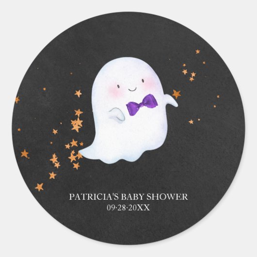 Lovely Ghost Halloween Girl Baby shower Classic Ro Ronde Sticker (Voorkant)
