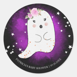 Lovely Ghost Halloween Girl Baby shower Classic Ro Ronde Sticker