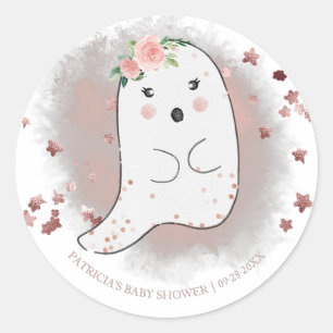Lovely Ghost Halloween Girl Baby shower Classic Ro Ronde Sticker