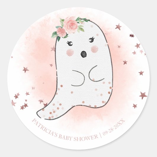 Lovely Ghost Halloween Girl Baby shower Classic Ro Ronde Sticker (Voorkant)