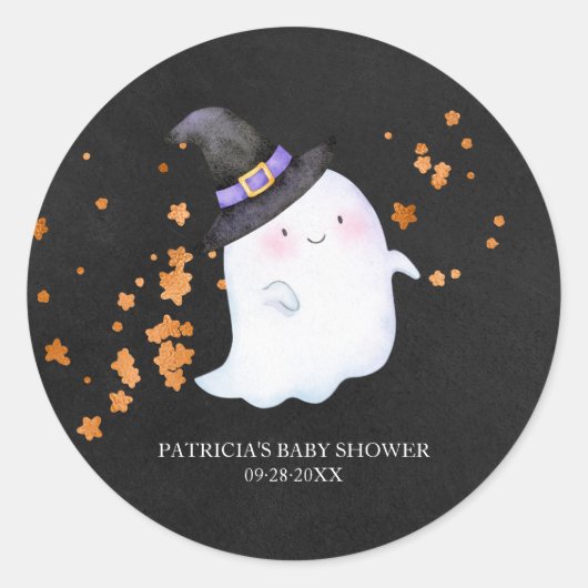 Lovely Ghost Halloween Girl Baby shower Ronde Sticker (Voorkant)