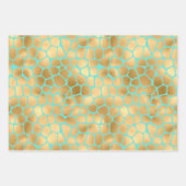 Lovely Giraffe Spots Golden en Blauwgroen Inpakpapier Vel (Voorkant)