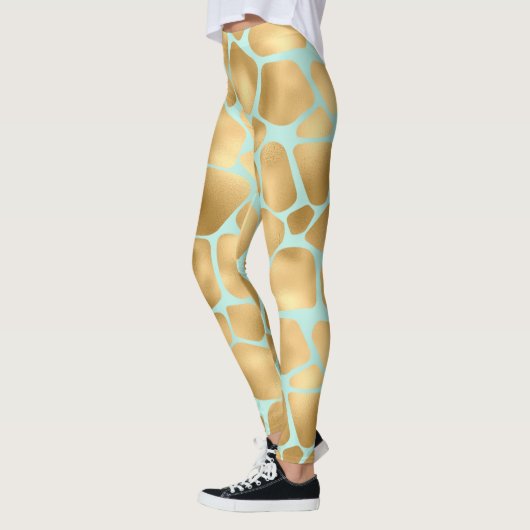 Lovely Giraffe Spots Mint en Gold Leggings (Links)