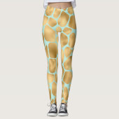 Lovely Giraffe Spots Mint en Gold Leggings (Voorkant)