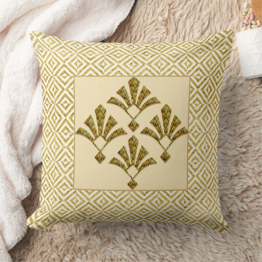 Lovely Gold Art Deco Motif Cushion. Kussen (Deken)