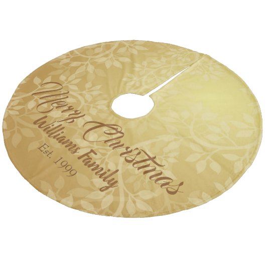 Lovely Gold Leaf Vine Design Fleece Kerstboom Rok (Gekanteld)