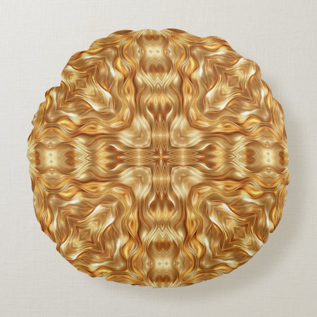 Lovely golden abstract pattern rond kussen (Voorkant)