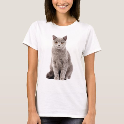 Lovely Gray Cat with Golden Eyes T-shirt (Voorkant)