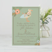 Lovely Green Elegant Bird Wedding Kaart (Staand voorkant)