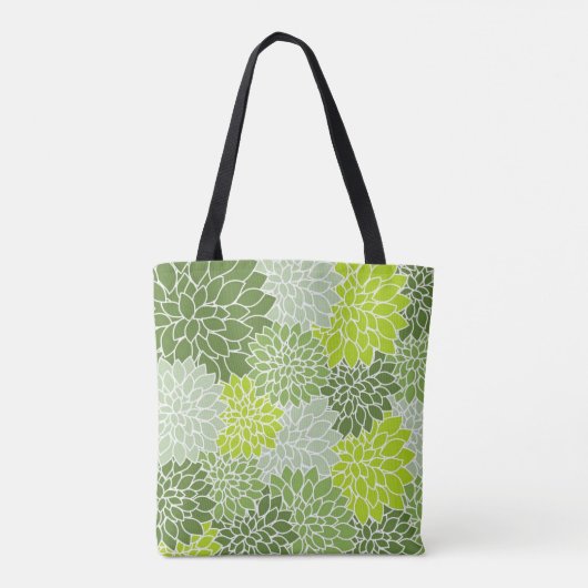 Lovely Green en Grey Dahlia Floral Tote Bag (Achterkant)