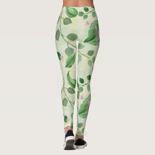 Lovely Green Floral Leggings (Achterkant)