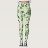 Lovely Green Floral Leggings (Voorkant)