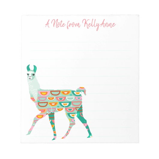 Lovely Green Llama - Gepersonaliseerd Notitieblok (Voorkant)