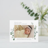 Lovely Greenery Baby Birth Announcement Briefkaart (Staand voorkant)