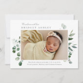 Lovely Greenery Baby Birth Announement Feestdagenkaart (Voorkant)
