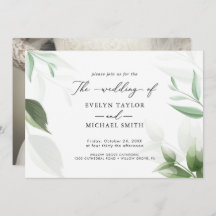Lovely Greenery Black Calligraphy Invitation