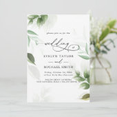 Lovely Greenery Black Calligraphy Invitation Kaart (Staand voorkant)