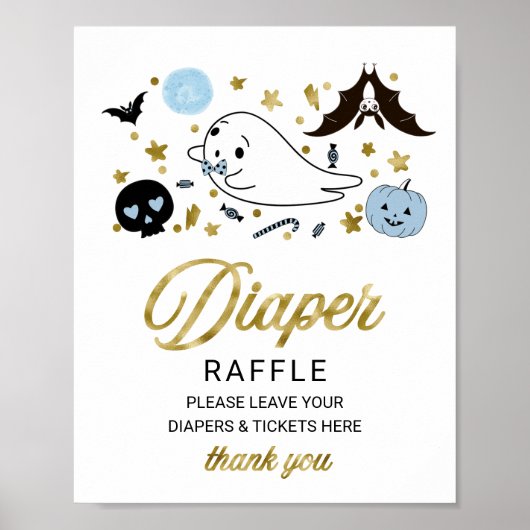 Lovely Halloween Baby shower Diaper Raffle Sign Poster (Voorkant)