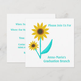 Lovely Hand Drawn Sweet Sunflower Graduation Kaart