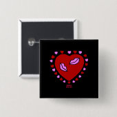 Lovely Heart Kisses 2 Inch Square Button (Voorkant /achterkant)