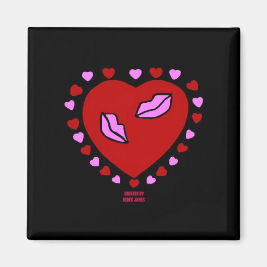 Lovely Heart Kisses 2 Inch Square Magnet (Voorkant)