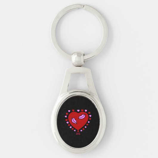 Lovely Heart Kisses Oval Sleutelhanger (Voorkant)