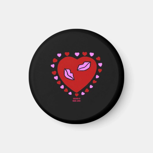 Lovely Heart Kisses Round Magnet (Voorkant)