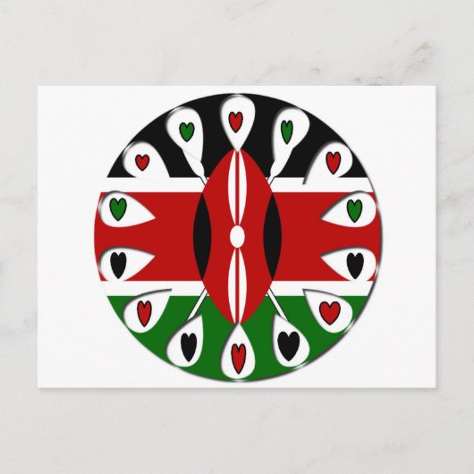 Lovely Hearts Kenia: Flag Art Motief Briefkaart (Voorkant)