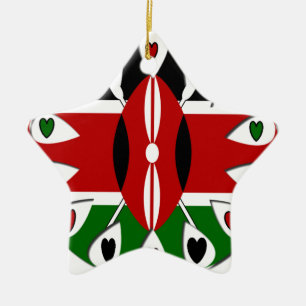 Lovely Hearts Kenia: Flag Art Motief Keramisch Ornament