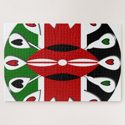Lovely Hearts Kenia: Flag Art Motief Legpuzzel (Horizontaal)