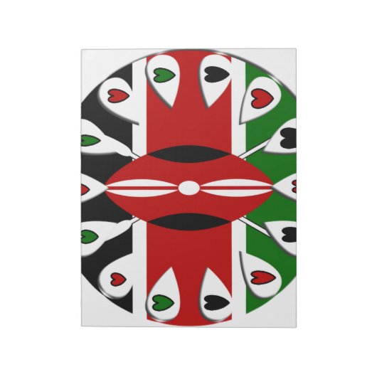 Lovely Hearts Kenia: Flag Art Motief Notitieblok (Linkerzijde)