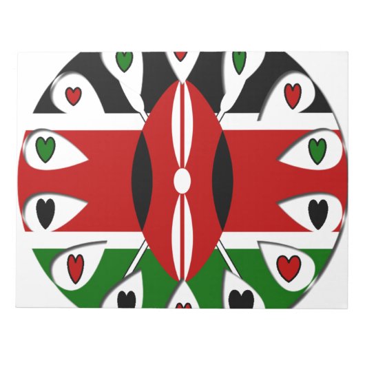 Lovely Hearts Kenia: Flag Art Motief Notitieblok (Voorkant)