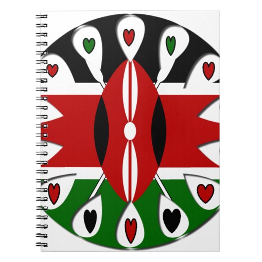 Lovely Hearts Kenia: Flag Art Motief Notitieboek (Voorkant)