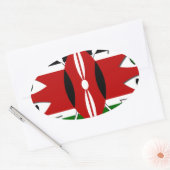 Lovely Hearts Kenia: Flag Art Motief Ovale Sticker (Envelop)