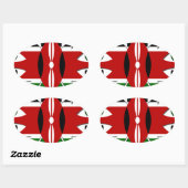 Lovely Hearts Kenia: Flag Art Motief Ovale Sticker (Vel)