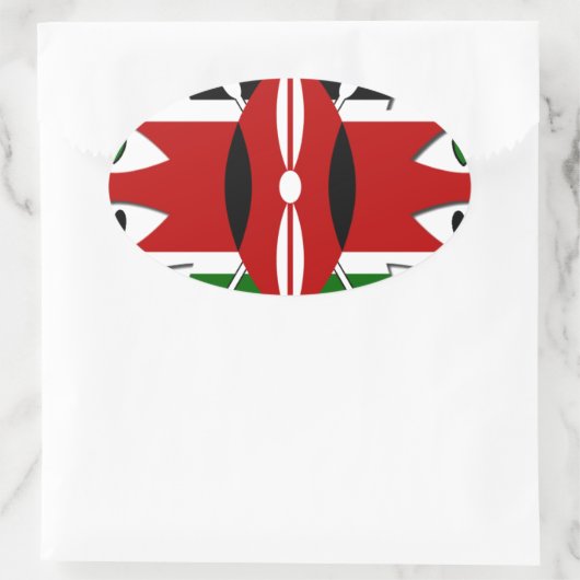 Lovely Hearts Kenia: Flag Art Motief Ovale Sticker (Tas)