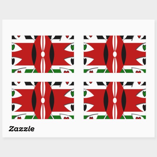 Lovely Hearts Kenia: Flag Art Motief Rechthoekige Sticker (Vel)