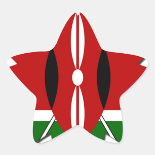 Lovely Hearts Kenia: Flag Art Motief Ster Sticker