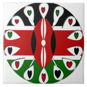 Lovely Hearts Kenia: Flag Art Motief Tegeltje (Voorkant)